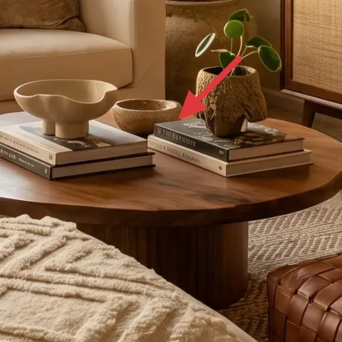 Round wooden coffee table